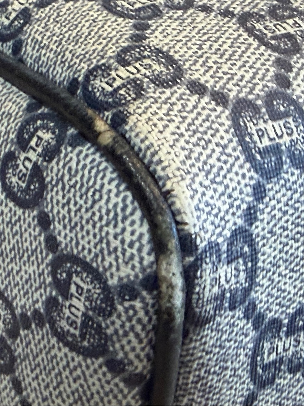 Vintage Gucci Plus GG Monogram Boston Bag - Rare Navy Blue/Black Coated Canvas - Picture 11 of 15